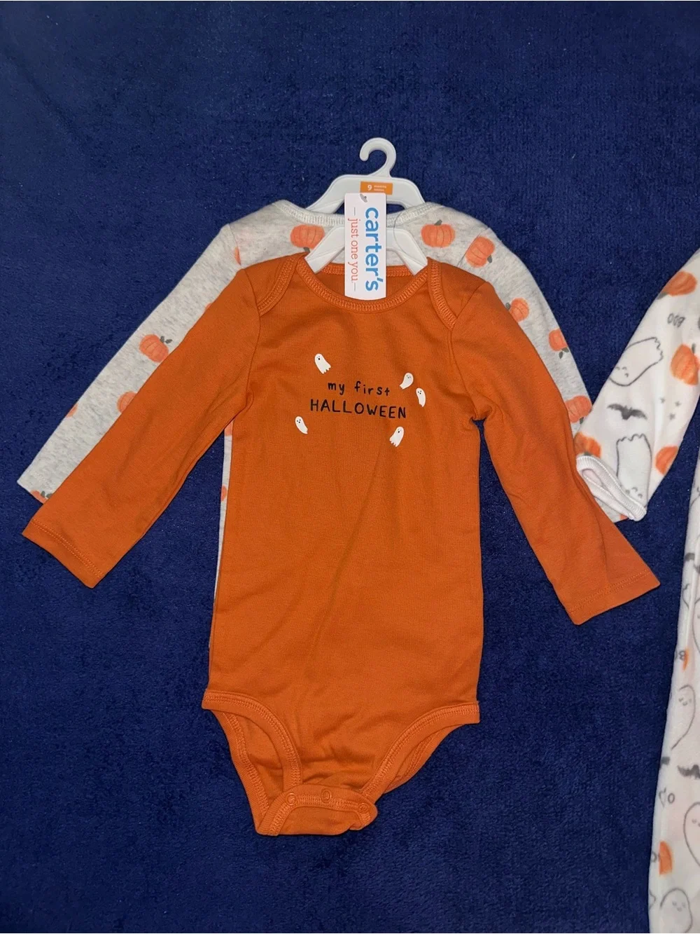Carter’s Baby First Halloween Long Sleeve Bodysuit Footed Pajama Lot of 3 9M NWT